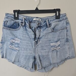 Vigoss Light Wash Ripped Denim Shorts